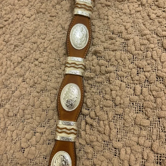 Leegin Leather Products Mens Oiled Scalloped Belt 34 Brown - Picture 16 of 16